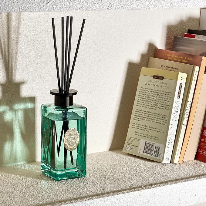 M&SENSE 10.14 oz Large Reed Diffuser | Sea Island CottonScent Oil Diffuser with Sticks |Hotel Collection Non-Toxic Essential Oil |for Bedroom Bathroom Living Room
