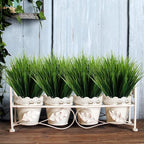 8 Pack Artificial Plants Flowers Grass Shrubs No Fade Faux Plastic Flowers Outdoor for Farmhouse Garden Porch Patio Indoor Wedding Decoration Greenery Fake Plants uv Resistant (3#Green)