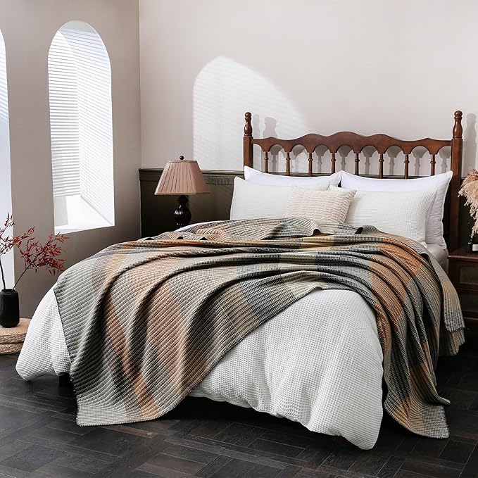 YOUR MOON Pure Merino Wool Blanket, King Size, 100% Australian Natural Wool, Washable, Hypoallergenic - Non-Itchy (Brownish Blue, 90 * 108)