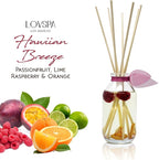LOVSPA Reed Diffuser Set, Hawaiian Breeze Scented Oil Diffuser with Sticks, Home Fragrance Accessories for Bathroom Shelf Decor, Aroma Diffusers for Home or Office Desk, USA Made
