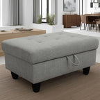Ottoman Rectangular Storage Ottoman Bench, Flannel Footrest Stool Footstool with Lid for Living Room, Bedroom, Entryway, Gray, 35"x23.5"x17.5"