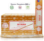 Satya Myrrh Incense Sticks, Bng 15gmx12 Pack With Raajsee Incense Holder Bundle, Nagchampa Natural