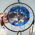 Remorelt Wolf Eagle Bear Dream Catcher Bedroom Wall Decor, Christmas Home Decoration, Room Accessory, White Moon Feather Decoration - Unique Home Craft Wall Pendant (DC07 8Inch 3D Wolf)