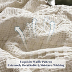 PHF Cooling Waffle Blanket King Size, Lightweight 60% Rayon Derived from Bamboo & 40% Cotton Breathable Blanket for Hot Sleepers, Soft and Luxury for Bed Couch and Sofa, 104"x90", Linen
