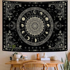 Lunerfex Mandala Moon Tapestry Boho Tapestry for Bedroom Black Tapestries Wall Hanging Living Room Wall Art and Home Decor 44x60