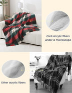 ZonLi Christmas Plaid Throw Blanket, Decorative Blankets