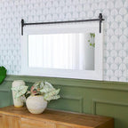 ALBAD Farmhouse Mirror for Wall Decor Wood Framed Bathroom Vanity Mirrors Vertical/Horizontal Hanging Barn Door Style Mirror for Living Room Bathroom Bedroom Entryway White