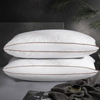 UNIKOME Natural Goose Feathers and Down Pillow - King Size Set of 2, Medium Firm Pillow with 100% Cotton Cover, Gussted & Quilting Design Hotel Collection Bed Pillows for Back, Stomach, Side Sleeping