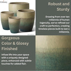 Emissary Bullet 18 in. Bayside Green Ceramic Round Planter (18 in. L x 18 in. W x 21 in. H) with Drainage Hole