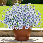 Krissing 48 Bundles Outdoor Artificial Flowers UV Resistant Fake Silk Flowers Faux Plastic Plants Outside Garden Porch Window Box Summer Decoration (Blue)
