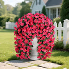 Artificial Faux Hanging Flowers Plants for Outdoor Outside Fall Decoration, 2 PCS Fake Silk Hotpink Daisy Mums Long Vines UV Resistant Realistic for Home Porch Patio Balcony Window Planter Pot