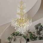 H61'' Gold Crystal High Ceilings Chandeliers Staircase Chandeliers Modern Crystal Tree Branch Chandelier, D40'' Foyer Chandelier for High Ceiling Luxury Large Living Room Chandelier, 23-Lights