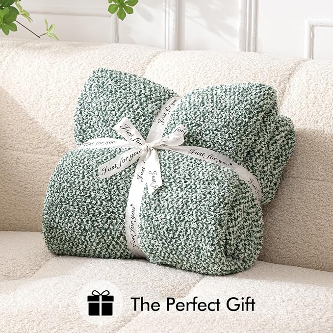 MIULEE Green Super Soft Throw Blanket for Couch, Cozy Fluffy Warm Throws Knit Blankets for Sofa, Bed, Chair, Living Room, Camping, Picnic, 50 x 70 inch