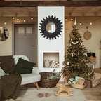 Honiway 21 inch Black Wall Decor Vintage Mirror, Boho Style, Wooden Frame, Easy to Hang, Ideal Gift