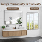 Bathroom Mirror 48" x 36", Large Rectangle Wall Mirror, Black Metal Frame Wall Mounted Mirrors for Bathroom, Vanity, Bedroom, Entryway Decor(Horizontal/Vertical)