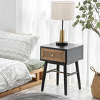 COZAYH Set of 2 Fully-Assembled Modern Farmhouse Clean-Lined Nightstand, End Table with 1 Drawer, Black