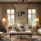 30 Inch Extra Giant Large Wall Clock Oversized,Black Big Metal Modern Decorative Silent World Map Wall Clock with Vintage Gold Arabic Numeral for Office,Living Room,Kitchen,Dining Room Decor