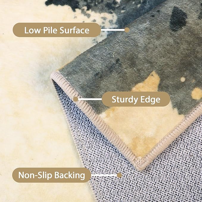 Area Rugs 8x10 for Living Room Bedroom, Modern Splash Abstract Machine Washable Rug, Large Soft Low Pile Floor Cover with Non Slip Backing for Dining Room, Cream/Gray/Brown