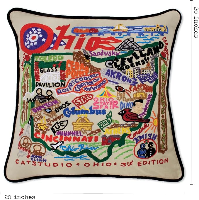 Catstudio Ohio Embroidered Decorative Throw Pillow