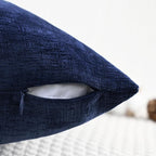 CaliTime Throw Pillow Covers Decorative 20 X 20 Inches Pack of 2 Cozy Chenille Cushion Cases for Couch Sofa Bed Living Room Home Navy Blue