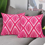 Alysheer Embroidered Decorative Throw Pillow Covers 18x18 inches Set of 2 Pieces, Boho Geometric Modern Chic Classic Pattern Cotton Cushion Cases for Sofa Couch Bed Living Room(Bright Hot Pink)