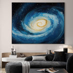 SIGNWIN 46"x60" Extra Large Framed Wall Art Spiral Galaxy Vivid Blue and Yellow Cosmic Space Illustration for Home Living Room Bedroom Decor (Frame Assembly Required)