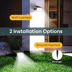 Linkind Solar Lights Outdoor Waterproof IP67, StarRay Dusk-to-Dawn Outdoor Solar Lights, 3 Lighting Modes Solar Spot Lights Outdoor for Garden, Yard, Landscape (Daylight, 2 Pack)