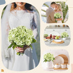 21In Light Green Artificial Hydrangea Flowers 5 Pcs Real Touch 3D Print Latex Flowers for Wedding Centerpieces Bouquets DIY Floral Decor Home Decoration with Stems