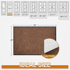 Mibao Front Door Mat, Dirt Trapper Welcome Mat for Outdoor Indoor, Non-Slip Waterproof Doormat, Durable Machine Washable Low Profile Entry Rug for Back Door Outside Patio Porch, 32" x 20", Brown