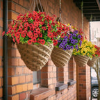 10 Bundles Artificial Faux Flowers for Outdoor,10Pcs Fake Flowers for Home Decor,Plastic Flowers Shrubs Lifelike Artificial Greenery Home Porch Stems Outside Decor(Red)