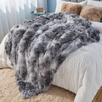 GONAAP Fuzzy Faux Fur Throw Blanket Twin Size Tie-dye Marble Black Super Soft Cozy Plush Fuzzy Shaggy Blanket for Couch Sofa Bed (Tie-dye Marble Black, Twin(60"x80"))
