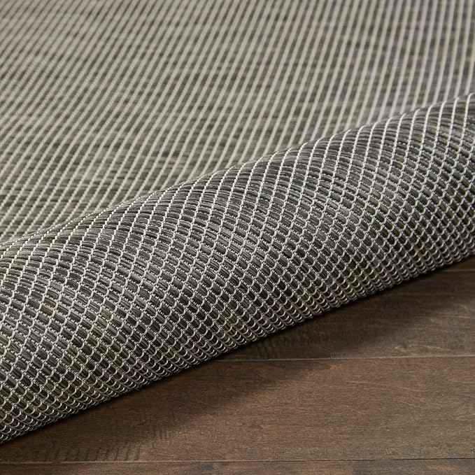 Nourison Positano Indoor/Outdoor Charcoal 6' x Round Area Rug, Easy Cleaning, Non Shedding, Bed Room, Living Room, Dining Room, Backyard, Deck, Patio (6 Round)