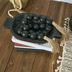 OMISHE Extra Large Wood Bead Garland Black with 1.6" Diameter Wooden Beads and Tassels, 41" Long Rustic Farmhouse Country Decorative Beads for Home Tiered Tray Decor, Black