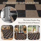Lahome Checkered Easy Jute 3x5 Rug, Washable Rugs for Living Room Entryway Farmhouse Non Slip Black Outdoor Carpet, Checkerboard Indoor Door Mat for Entry Patio Deck