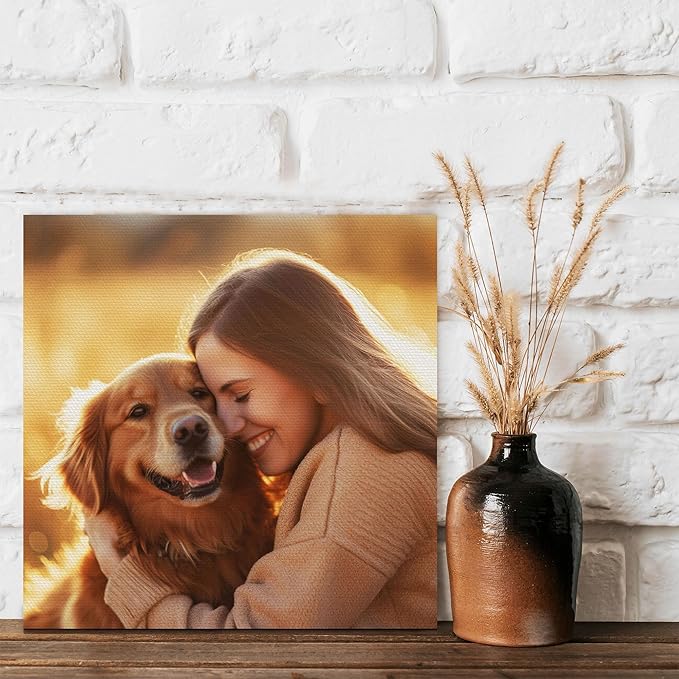 SPECPIX Custom Canvas Prints with Your Photos Customized Canvas Wall Art Personalized Canvas Pictures Gifts for Pet Dog Baby Family Mom Dad Men Women Couple Boyfriend Girlfriend Framed 12x12