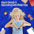 6x9 Fluffy Fuzzy Area Rug for Living Room Bedroom, Ultra Soft Large Living Room Rugs, Non Slip Thick Shag Rug for Dorm, Kids Girls Boys Rug for Home Decor Aesthetic, Bright Blue