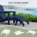 WestinTrends Dylan Outdoor Patio HDPE Adirondack Ottoman Footrest, Navy Blue