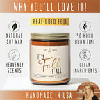 Fall Candles - 'It's Fall Yall' Candle w/Apple Cinnamon & Nutmeg I Infused with Essential Oils I Autumn Scented Candles I Cozy Cute Décor Gifts I 9oz Jar I 50Hr Burn I Made in USA