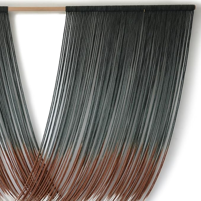 Macrame Wall Hanging Dip-Dye Green Boho Wall Decor Chic Fiber Yarn Wall Art Craftsmanship Bedroom Livingroom Nursery Apartment Home Decor 57" W x 35" L