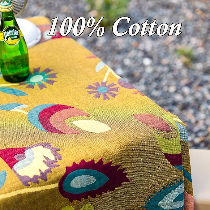 Snycler Boho Throw Blanket for Bed, 100% Organic Cotton Muslin Soft Throw-Yellow Boho Floral Farmhouse Rustic Spring Summer Fall Decor Blanket for Couch Sofa Quilt and Gift, 60" x 80"