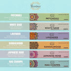raajsee Incense Sticks 6 Pack Variety Set 15gm Each, Nag Champa- Jasmine - vanila-Japanese Rose-White Sage,100% Organic Hand Rolled- Perfect for Yoga, Meditation,Aromatherapy