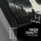 Hand Painted Mountains Painting for Living Room - Waterfall Canvas Wall Art for Office - Large Framed Wall Art Bedroom Size 29" x 59"