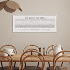 LuZhiQiang The Man in the Arena Wall Decor 40''x15'' Inspirational Quotes Office Wood Framed Sign Rustic Home Motivational Art For Man Entrepreneur Morden Living Room Wall Hanging Decor (White)