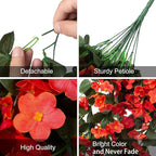 Artificial Fake Fall Hanging Flowers Plants for Outdoor Outside, 2PCS Faux Silk Orange Daisy Mums Trailing Vines UV Resistant Realistic Orchid for Autumn Front Door Porch Planter Patio Garden