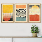 SIGNWIN Framed Canvas Print Wall Art Set Mid-Century Colorful Polygon Collage Abstract Geometric Illustrations Graffiti & Street Art Modern Art for Living Room, Bedroom, Office - 24"x36"x3 Natural
