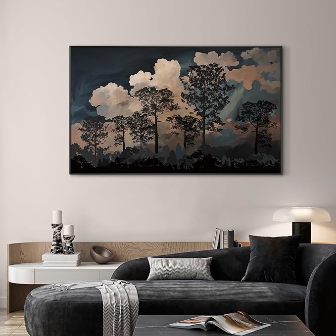 SIGNWIN 30"x60" Extra Large Framed Wall Art Silhouetted Trees at Dusk, Dramatic Forest and Cloudscape for Home Living Room Bedroom Decor (Frame Assembly Required)