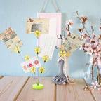 Tandefio Photo Tree Holder Clip, 8 Branch Money Family Tree Gift Card Holder with Clips Picture Frame Stand for Memo Paper Note Wedding Photo Display Office Decor (Yellow)