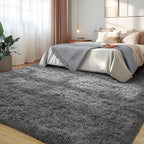 6x9 Fluffy Fuzzy Area Rug for Living Room Bedroom, Ultra Soft Large Living Room Rugs, Non Slip Thick Shag Rug for Dorm, Kids Girls Boys Rug for Home Decor Aesthetic, Dark Grey