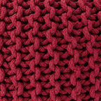 REDEARTH Round Pouf Ottoman - Hand Knitted Cable Boho Poof - Foot Stool Bean Bag - Home Décor Stuffed Footrest for Living Room - Nursery - Bedroom - 100% Cotton Poufs (19.5"x19.5"x14") - Red