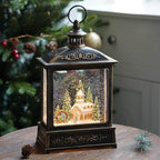 12.5'' Musical Snow Globe Lantern Lighted Church with Nativity Manger Scene Water Lantern in Swirling Glitter, Christmas Home Decoration and Gift, Battery Operated or USB Powered